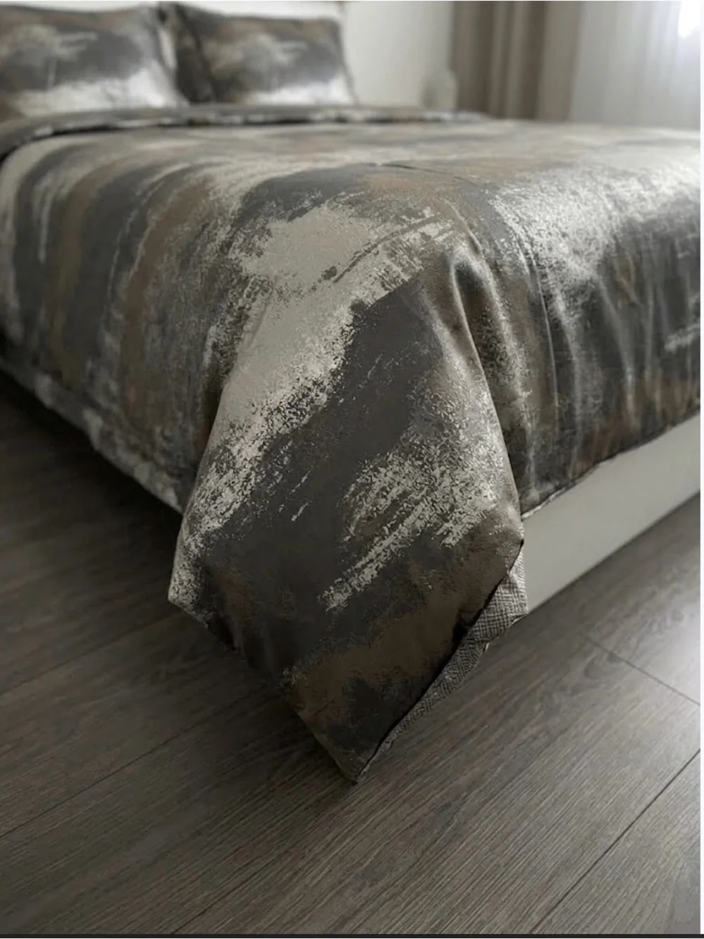 Neutral Brushstroke Duvet Cover Set - Modern Gray & Taupe